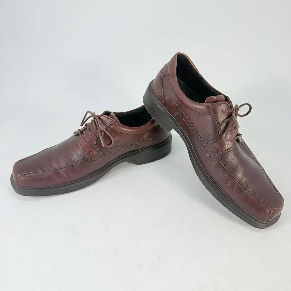 Ecco Shoes Mens 9.5-10 Helsinki Brown Leather Derby Comfort Casual Dress Shoe 43